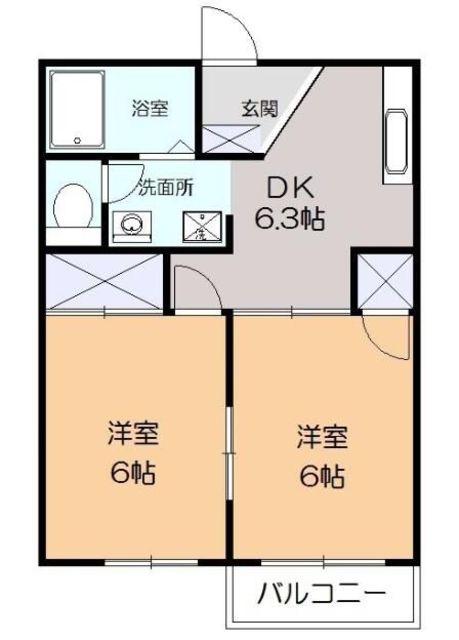 アレイハイムSU(2DK/2階)の間取り写真