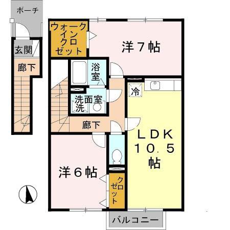 ＪＲ阪和線 紀伊駅 バス乗車時間：9分 最寄りバス停で下車 徒歩12分 2階建 築21年(2LDK/2階)の間取り写真