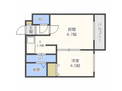 ペルージュ菊水(1LDK/4階)の間取り写真