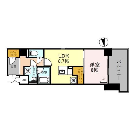ヴェール同心(1LDK/6階)の間取り写真
