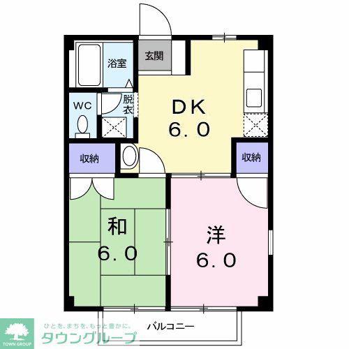 グリーンハイツ B(2DK/1階)の間取り写真