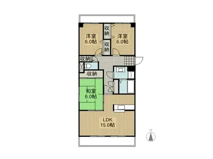 ファミール青峰(3LDK/6階)の間取り写真