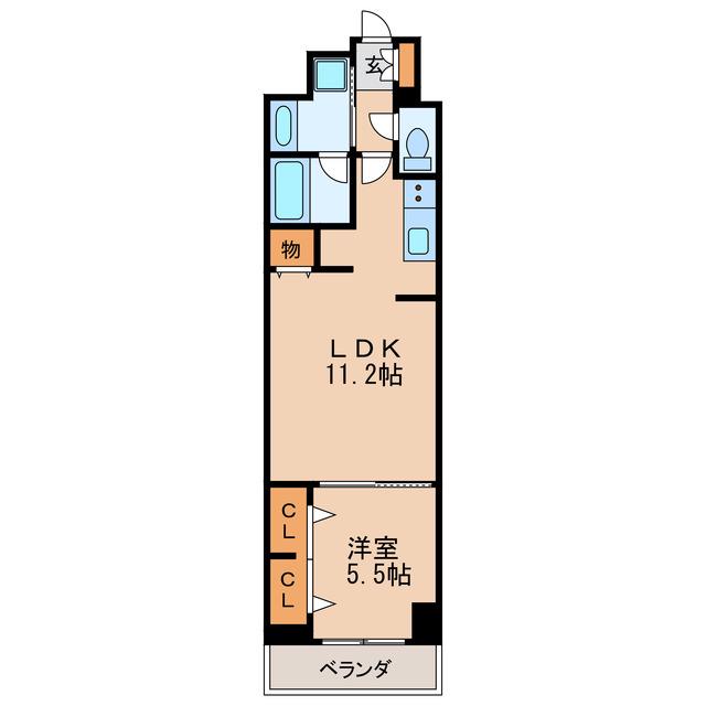 グランルクレ新栄イースト(1LDK/2階)の間取り写真