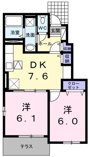 ローレンスハイツ(2DK/1階)の間取り写真