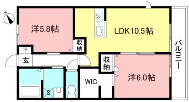 HIPPOS(2LDK/2階)の間取り写真