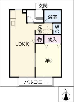 クオリア(1LDK/2階)の間取り写真