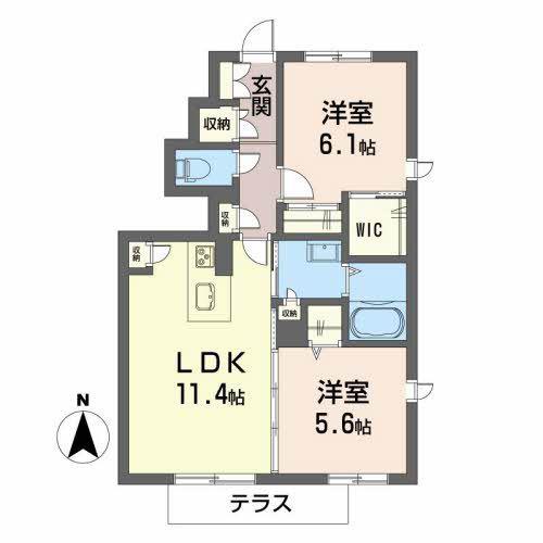 プランドール南中央A棟(2LDK/1階)の間取り写真