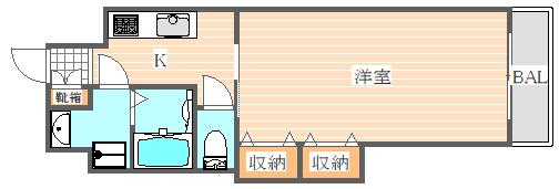 ロイヤル博多駅前(1K/3階)の間取り写真