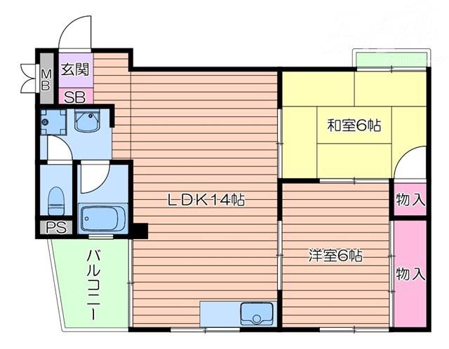 MISTRAL千里丘(2LDK/3階)の間取り写真