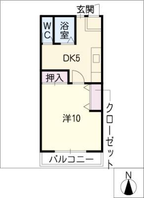 ハイツ伝馬(1DK/2階)の間取り写真