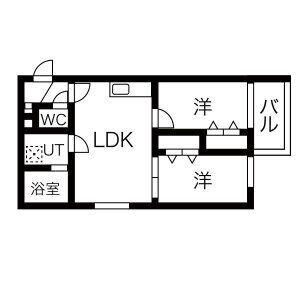 カトレア姪浜II(2LDK/1階)の間取り写真
