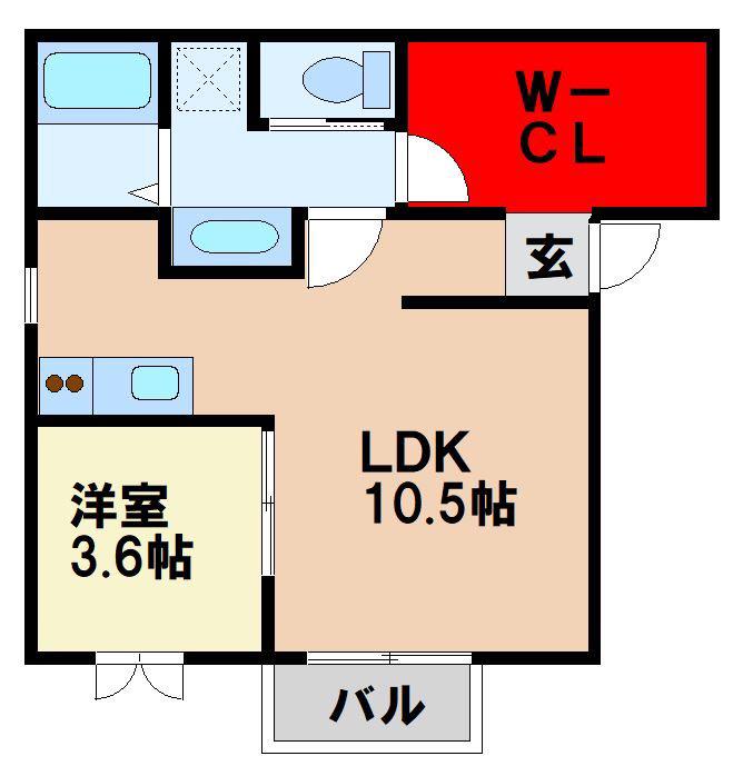 イルシオン朝倉街道(1LDK/3階)の間取り写真