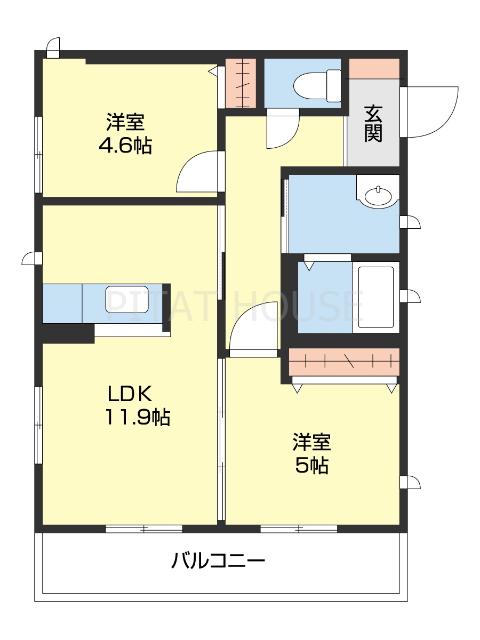 シャーメゾンソレイユ(2LDK/2階)の間取り写真