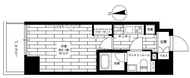 グランドコンシェルジュ池袋本町イースト(1K/2階)の間取り写真