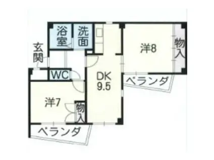 コージーハイツ春日井(2LDK/2階)の間取り写真