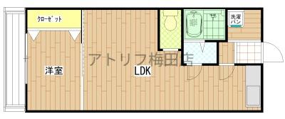 山マンション長柄中(1LDK/1階)の間取り写真