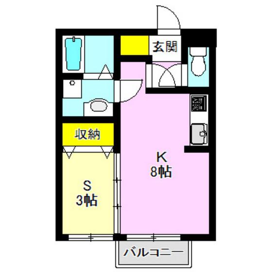 エリカA棟(1SK/2階)の間取り写真