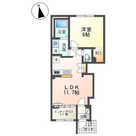 草深 アパートII期工事 南側(1LDK/1階)の間取り写真