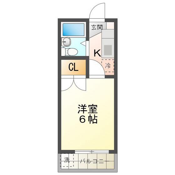 カレッジハウス3(1K/1階)の間取り写真