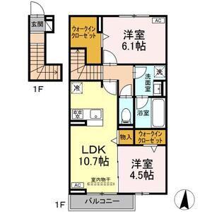 EPIS 広田(2LDK/2階)の間取り写真