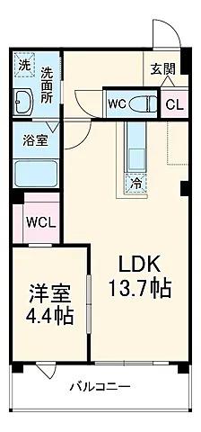 サンティエ福島吉野(1LDK/10階)の間取り写真