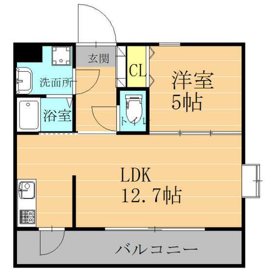 ROSY(1LDK/2階)の間取り写真