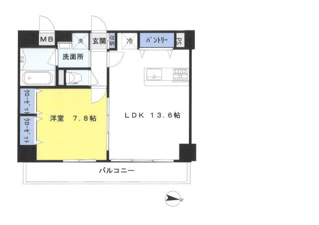メルヴェーユイイダ北園(1LDK/4階)の間取り写真