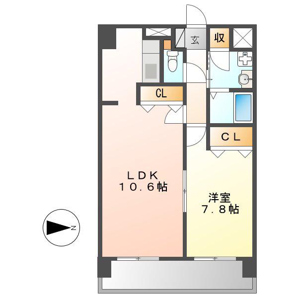 グランシャリオ覺王山(1LDK/7階)の間取り写真
