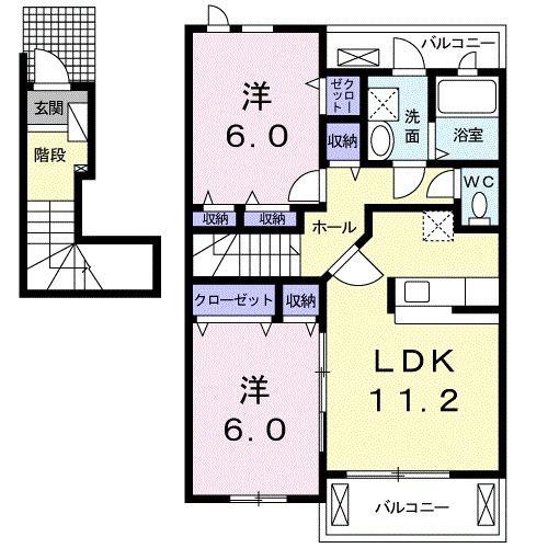 REIZ(2LDK/2階)の間取り写真