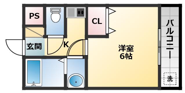 メゾン ド アンジュ(1K/4階)の間取り写真