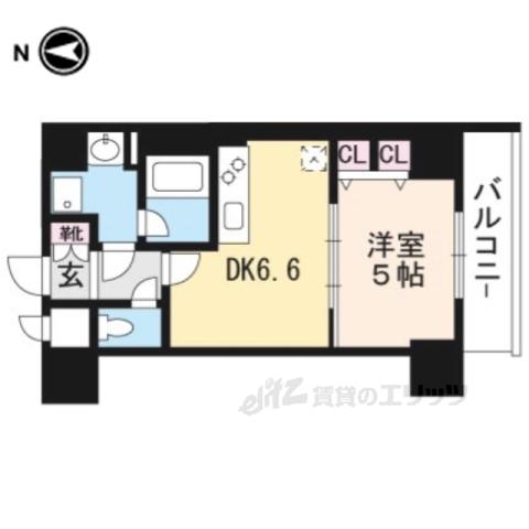ベラジオ京都西院ウエストシティⅢ(1DK/2階)の間取り写真