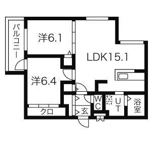 メルシメゾン(2LDK/4階)の間取り写真