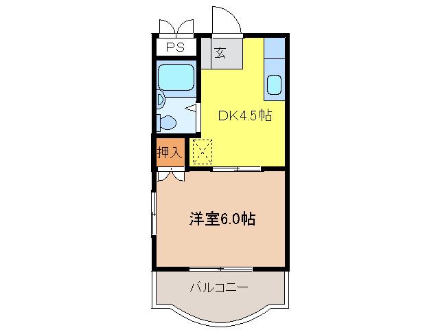 フェリス(1DK/2階)の間取り写真