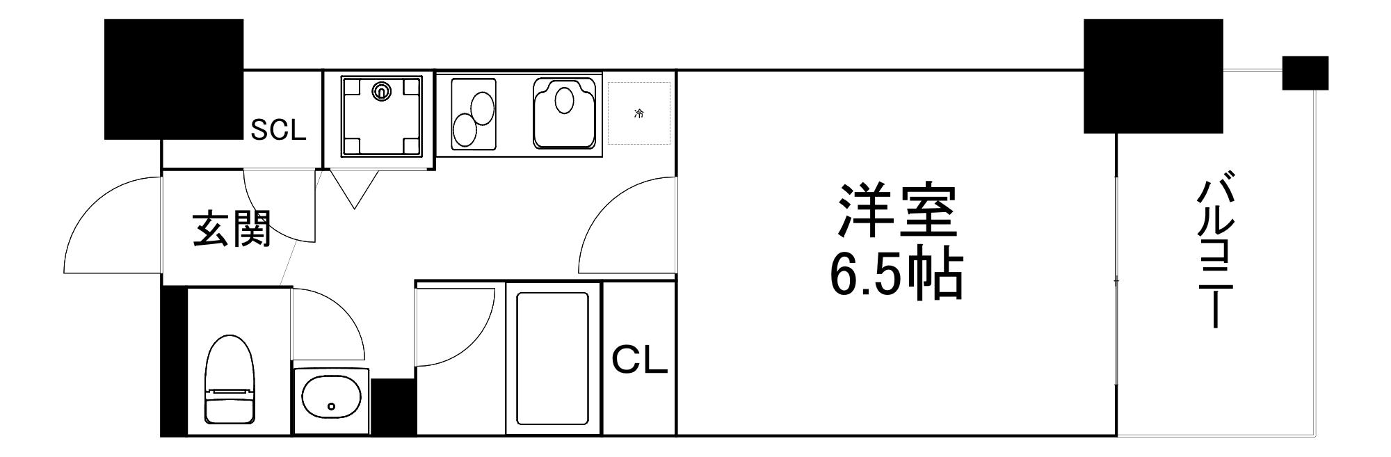 アスヴェル阿波座BLUE EARTH(1K/12階)の間取り写真
