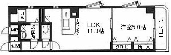 グレイズサイド(1LDK/6階)の間取り写真
