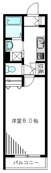 アンバーコート馬橋(1K/1階)の間取り写真