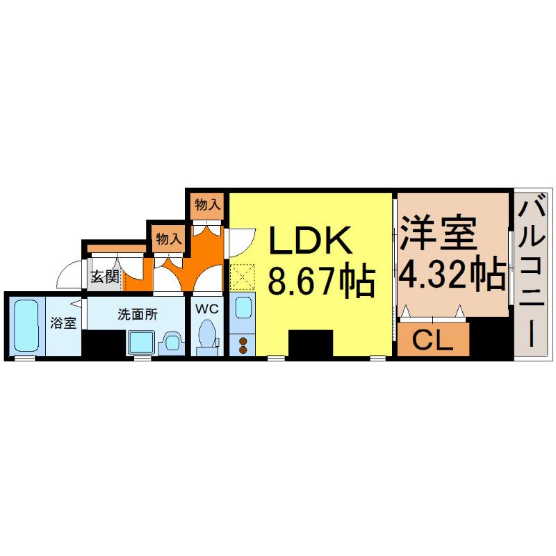 エイトエムジー名駅(1LDK/6階)の間取り写真
