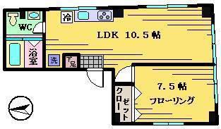 王子スクエアービル(1LDK/4階)の間取り写真