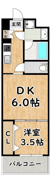 ファステート大阪マジョリティ(1DK/1階)の間取り写真