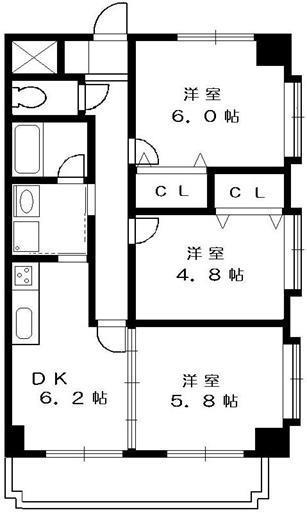 モンヴェール東戸塚(3DK/3階)の間取り写真