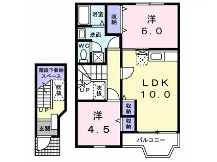ソレアードA(2LDK/2階)の間取り写真
