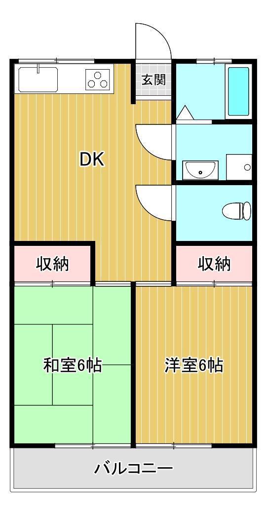 M`Sコート(2DK/2階)の間取り写真