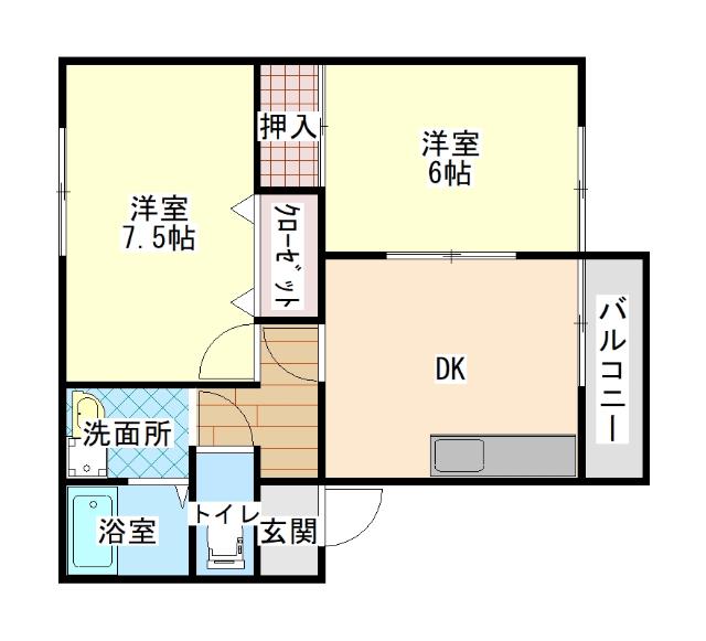 メゾンサンライズ(2DK/1階)の間取り写真