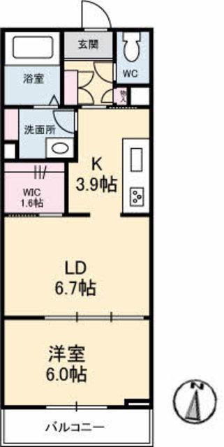 シャーメゾン パン(1LDK/3階)の間取り写真