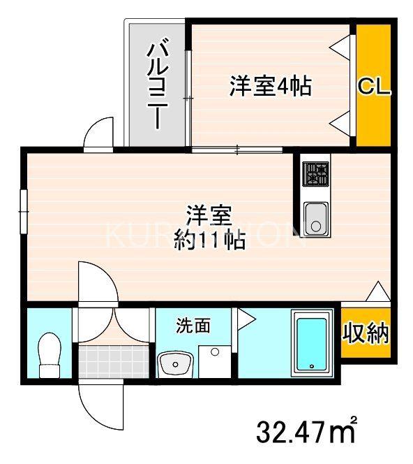 サニーガーデン住吉(1LDK/3階)の間取り写真