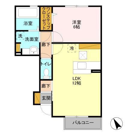 ヴィラ・アムールI(1LDK/1階)の間取り写真