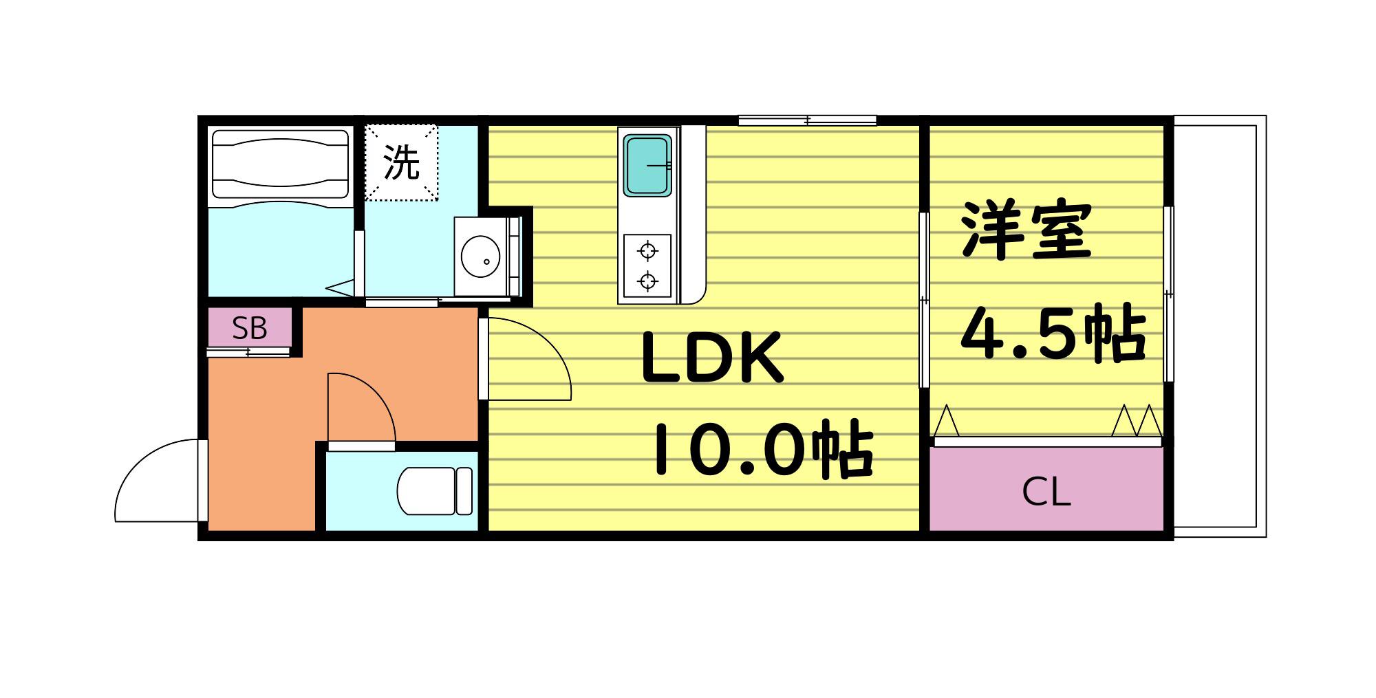 ラ・フェリシア東中浜(1LDK/3階)の間取り写真