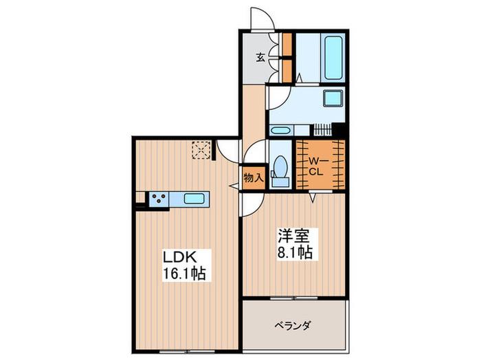 ベオーク(1LDK/3階)の間取り写真