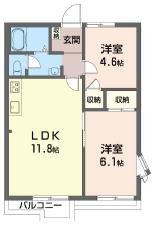 ニューメゾン上戸(2LDK/2階)の間取り写真