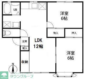 メンバーズタウンかすみ(2LDK/1階)の間取り写真